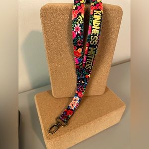 Natural Life Black floral Kindness Matters lanyard. Teacher lanyard. Key chain.